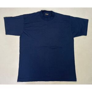 VINTAGE Fruit Of The Loom Blank T-shirt Men Large Blue USA 90s Single Stitch